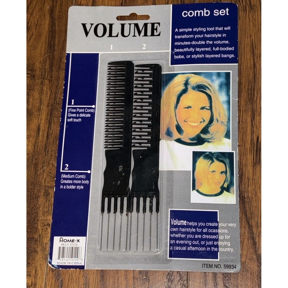 Vintage NIP 2 Piece‎  Volume Comb Set Body Building Teasing Combs.